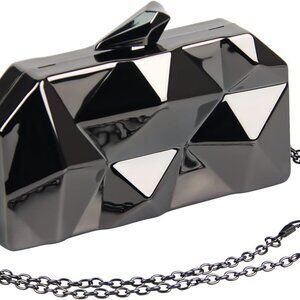 Gold Purses for Women，Geometric Check Metal Gold Clutch Bag